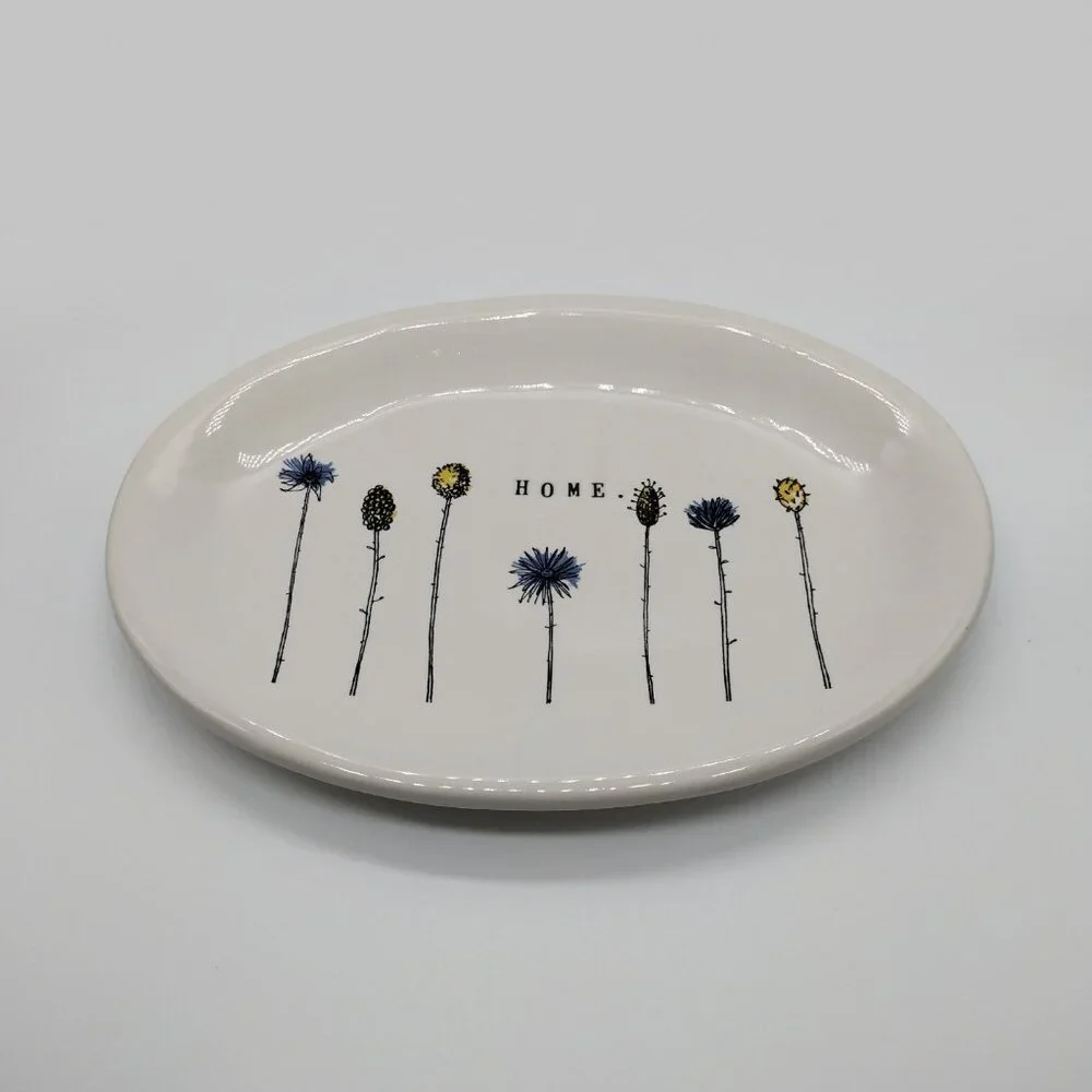 Rae Dunn Oval Wildflowers ‘Home’ Trinket Tray Dish 8”